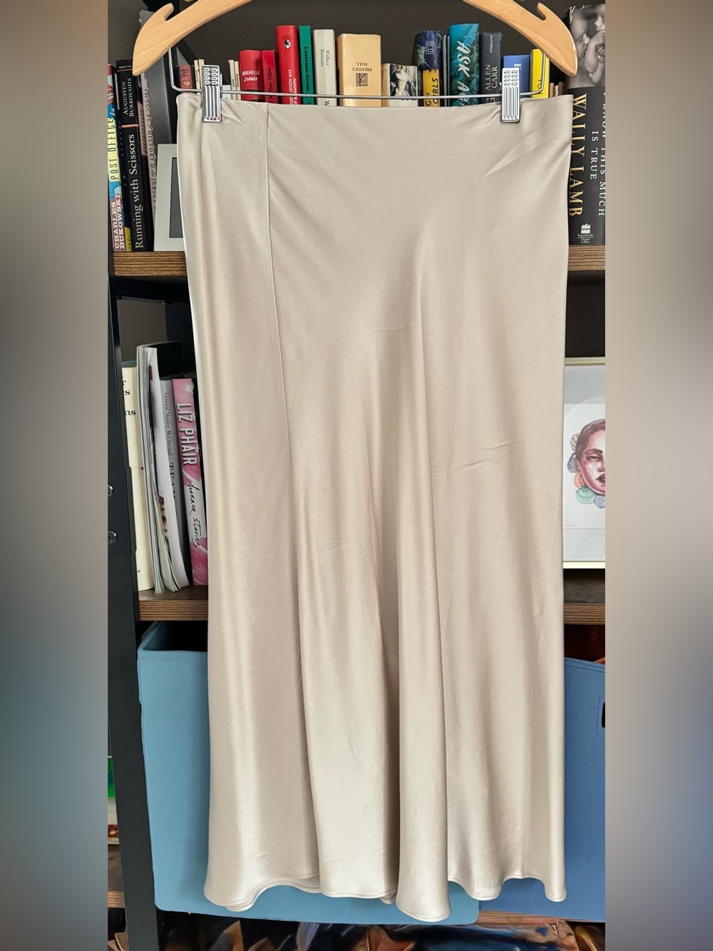 Quince Washable Stretch Silk Slip Skirt Champagne Midi Size M NWOT